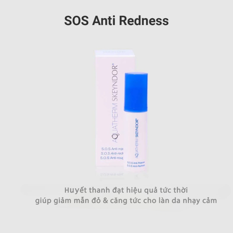 Skeyndor Aquather Sos Anti Redness 30ml - Serum phục hồi cấp tốc cho da mẩn đỏ và nhạy cảm